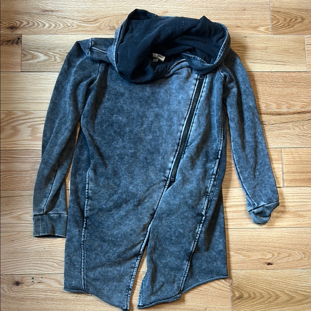 Gray Asymmetrical Zip Hoodie